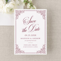 Mariage Cadre Orné Élégant Bourgogne Vintage