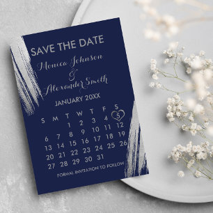 Save The Date Mariage Calendrier des Brochures en argent bleu ma