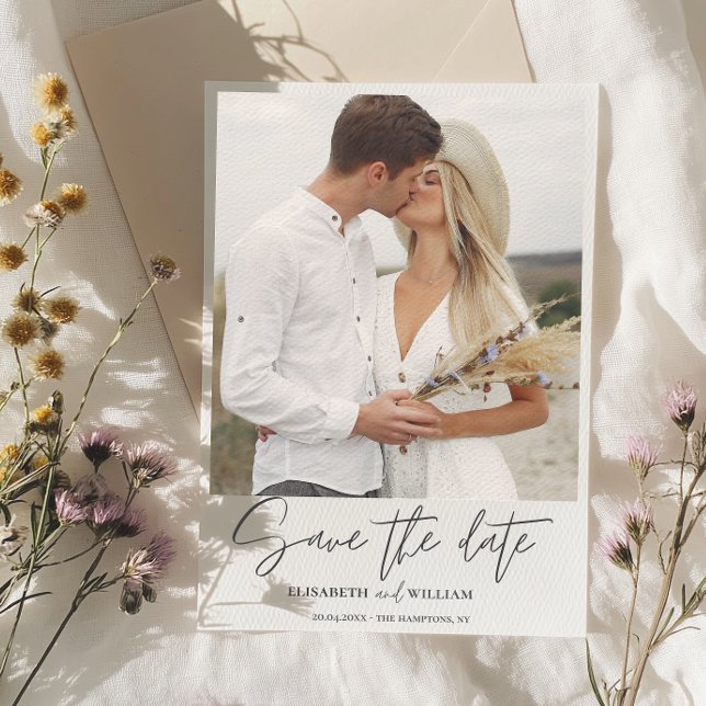 Save The Date Mariage Calligraphie Élégante Photo Moderne  (Créateur téléchargé)