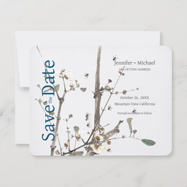 Save The Date Mariage Calligraphie Florale  (Devant)