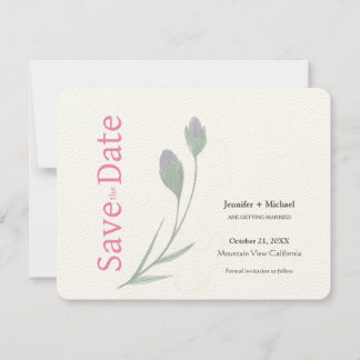 Save The Date Mariage Calligraphie Florale Noir Blanc