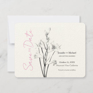 Save The Date Mariage Calligraphie Florale Noir Blanc