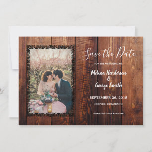 Save The Date Mariage campagnard photo en bois de grange rustiqu