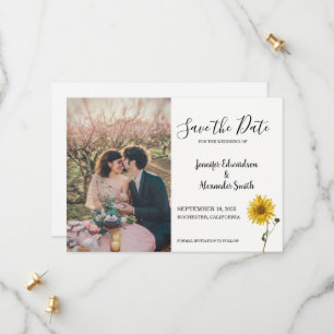 Save The Date Mariage campagnard photo floral de tournesol rusti