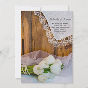 Save The Date Mariage campagnard Rustic White Tulips Enregistrer
