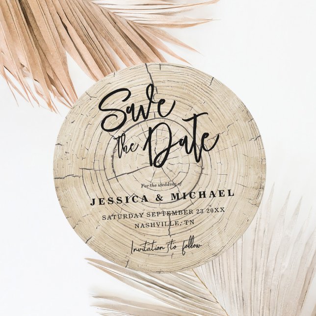 Save The Date Mariage campagnard Rustique De Grain De Bois Enreg (Créateur téléchargé)