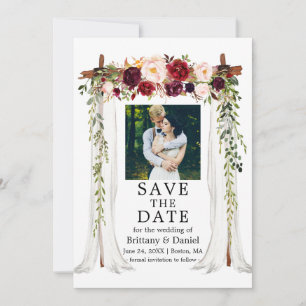 Save The Date Mariage Canopy Aquarelle Bourgogne Photo Florale