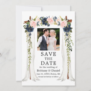 Save The Date Mariage Canopy rose Dusty bleu floral photo