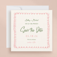 Mariage Carré couleur rose et vert