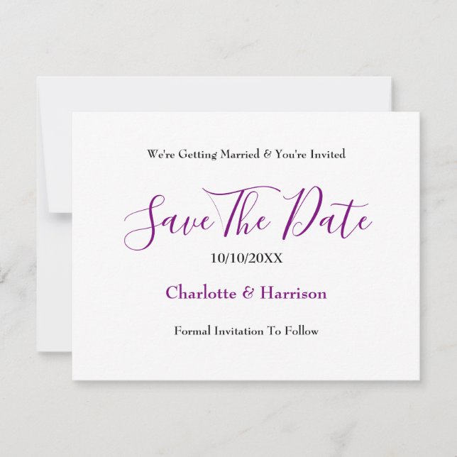 Save The Date Mariage carreaux tartan écossais bleu pourpre (Devant)