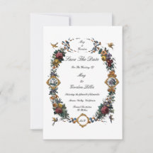 Mariage Cartouche Floral Baroque Rococo Vintage