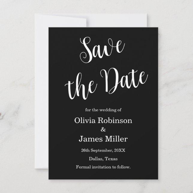 Save The Date Mariage Casual Noir et Blanc  (Devant)