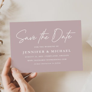 Save The Date Mariage Casual Script Dusty Purple