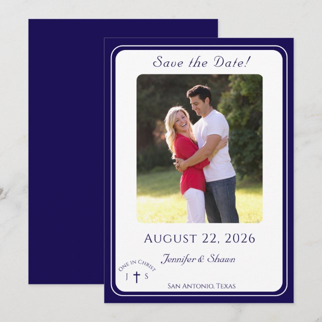 Save The Date Mariage Catholique Monogrammé Intemporel  (Devant / Derrière)