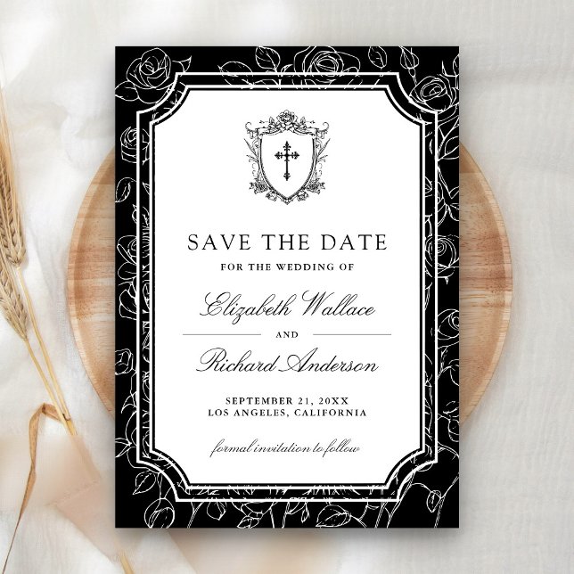 Save The Date Mariage Catholique Noir Victorien (Créateur téléchargé)