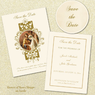Save The Date Mariage Catholique Vintage Élégant Enregistrez la 