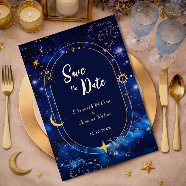 Save The Date Mariage céleste bleu élégant (Créateur téléchargé)