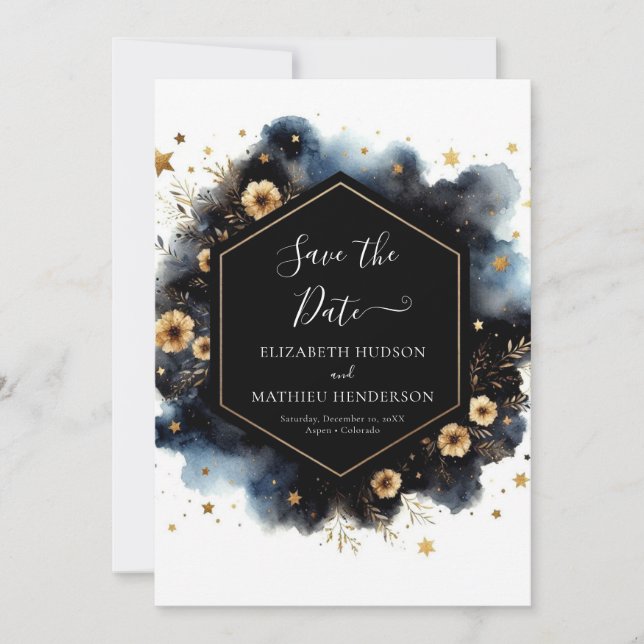 Save The Date Mariage céleste classique minimal (Devant)