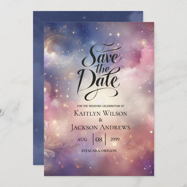 Save The Date Mariage céleste de Stardust (Devant / Derrière)