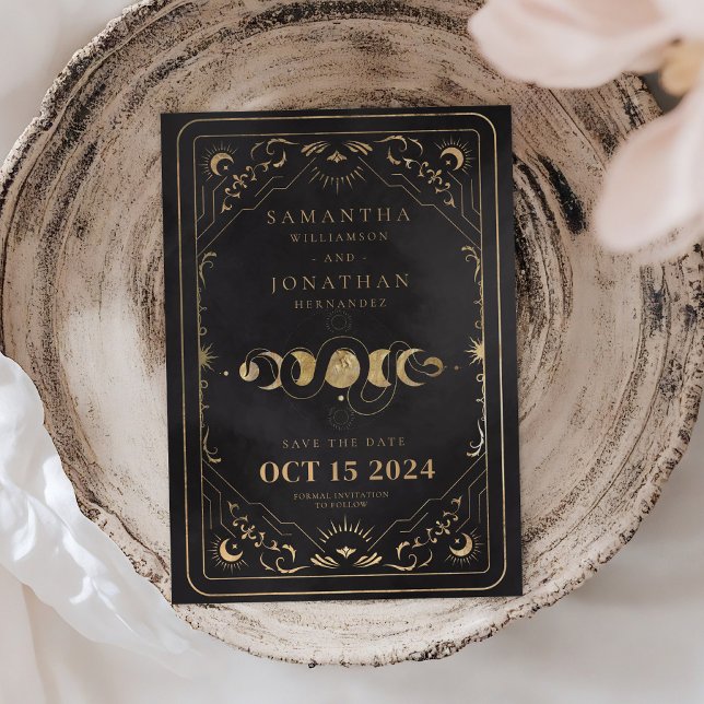 Save The Date Mariage céleste de Tarot noir et de Faux Gold (Créateur téléchargé)