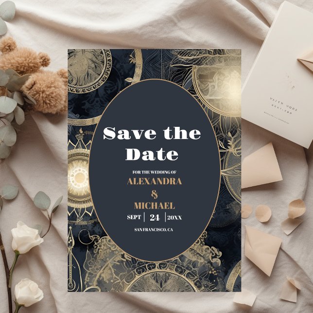 Save The Date Mariage céleste élégant argent or (Créateur téléchargé)