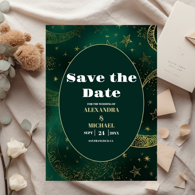 Save The Date Mariage céleste Emerald Green Gold (Créateur téléchargé)