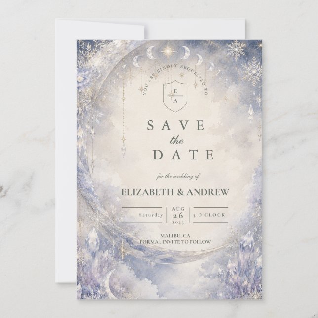 Save The Date Mariage céleste hivernal éthéré (Devant)