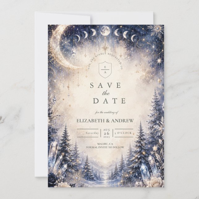 Save The Date Mariage céleste hivernal intemporel (Devant)