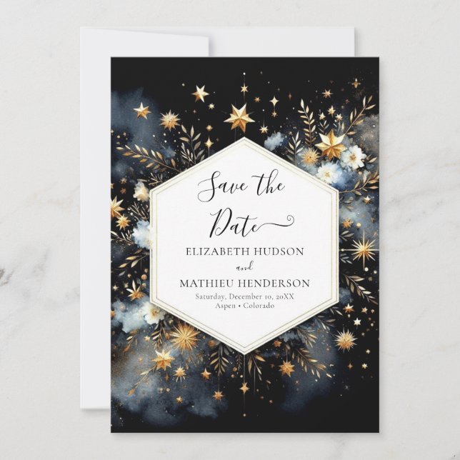 Save The Date Mariage céleste personnalisé moderne (Devant)