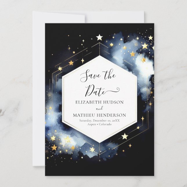 Save The Date Mariage céleste romantique moderne (Devant)