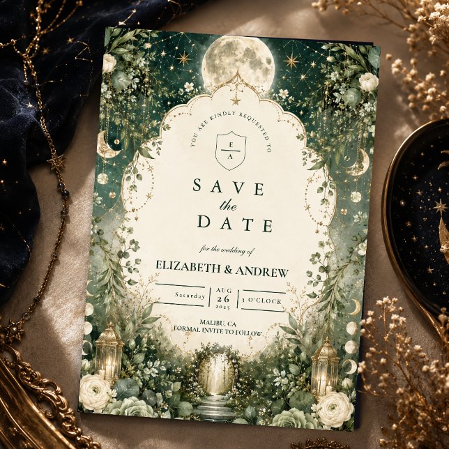 Save The Date Mariage céleste vert élégant (Créateur téléchargé)