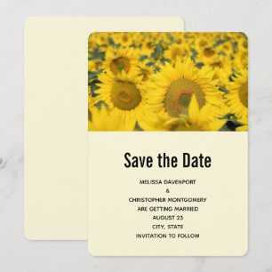 Save The Date Mariage Champ Jaune de Tournesols