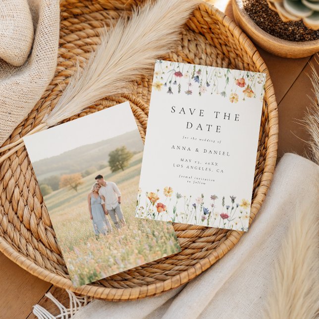 Save The Date Mariage Champêtre aux Fleurs Pastel (Créateur téléchargé)