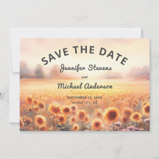 Save The Date Mariage champêtre bohème au tournesol aquarelle ru
