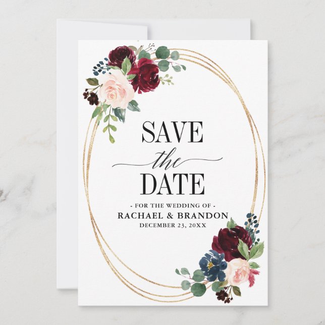 Save The Date Mariage champêtre bohème rustique avec des fleurs  (Devant)