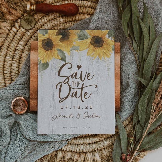 Save The Date Mariage champêtre élégant aux tournesols (Sunflower save the date cards)