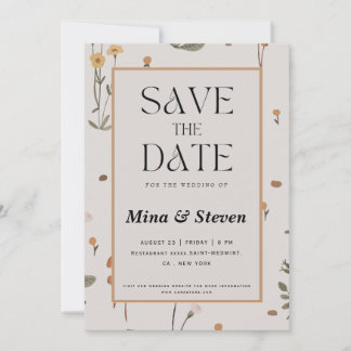 Save The Date Mariage Champêtre Fleur de Beige Bohème