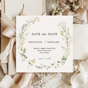 Save The Date Mariage Champêtre Fleur Sauvage Vintage