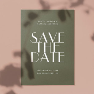 Save The Date Mariage Champêtre Vert Olive Atténué   Photo & QR