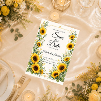 Save The Date Mariage Charme Automnal Tournesol Radieux