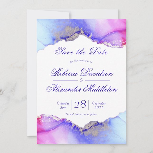 Save The Date Mariage chic d'améthyste violet (Devant)