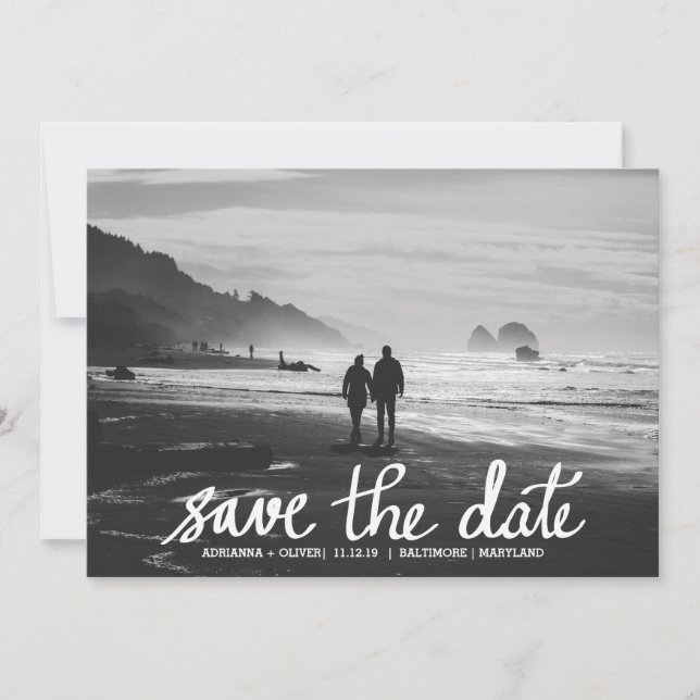 Save The Date Mariage Chic Enregistrer La Date Photo manuscrite (Devant)