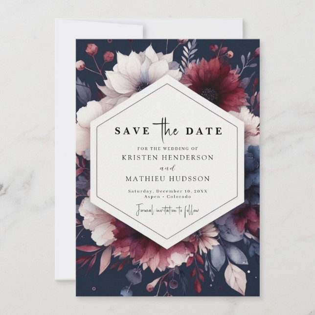 Save The Date Mariage chic et intemporel de Bourgogne (Devant)