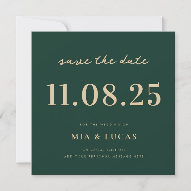 Save The Date Mariage Chic Minimal Date Non Photo Enregistrer La (Devant)