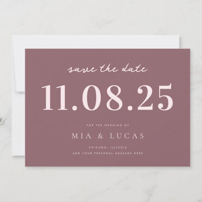 Save The Date Mariage Chic Minimal Date Non Photo Enregistrer La (Devant)