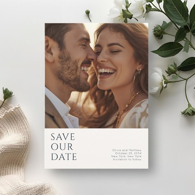 Save The Date Mariage Chic Minimal Moderne Photo Monogramme  (Créateur téléchargé)