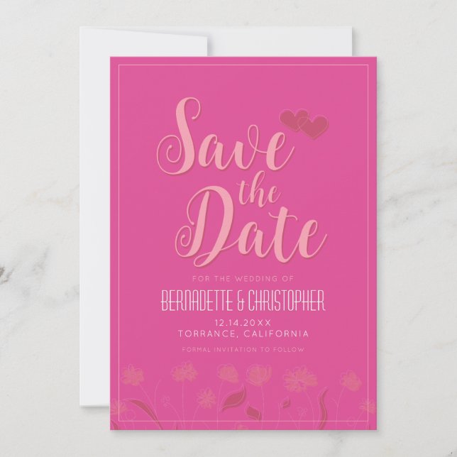 Save The Date Mariage Chic Moderne Élégant Simple Rose (Devant)