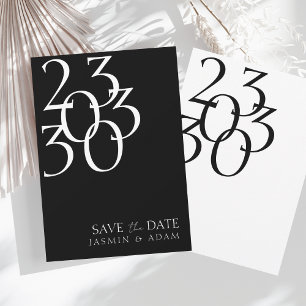 Save The Date Mariage Chic Typographie de Date Minimal Noir Blan