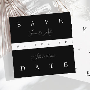 Save The Date Mariage Chic Typographie Simple Noir Blanc