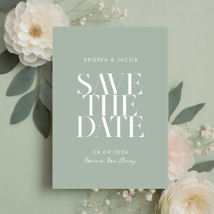 Save The Date Mariage Chic Vert Sauge Minimaliste Moderne